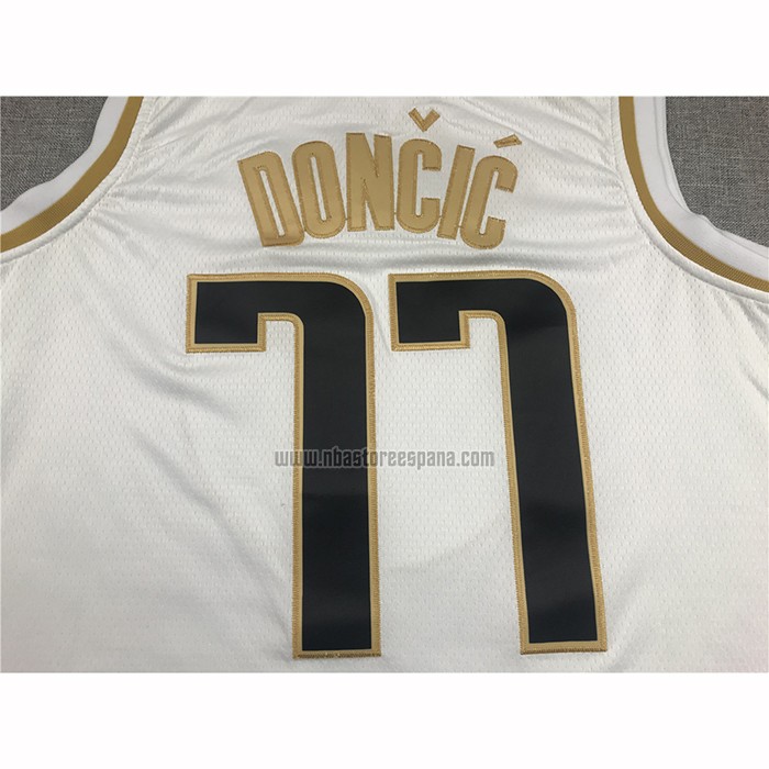 Camiseta Golden Edition Dallas Mavericks Luka Doncic NO 77 Blanco